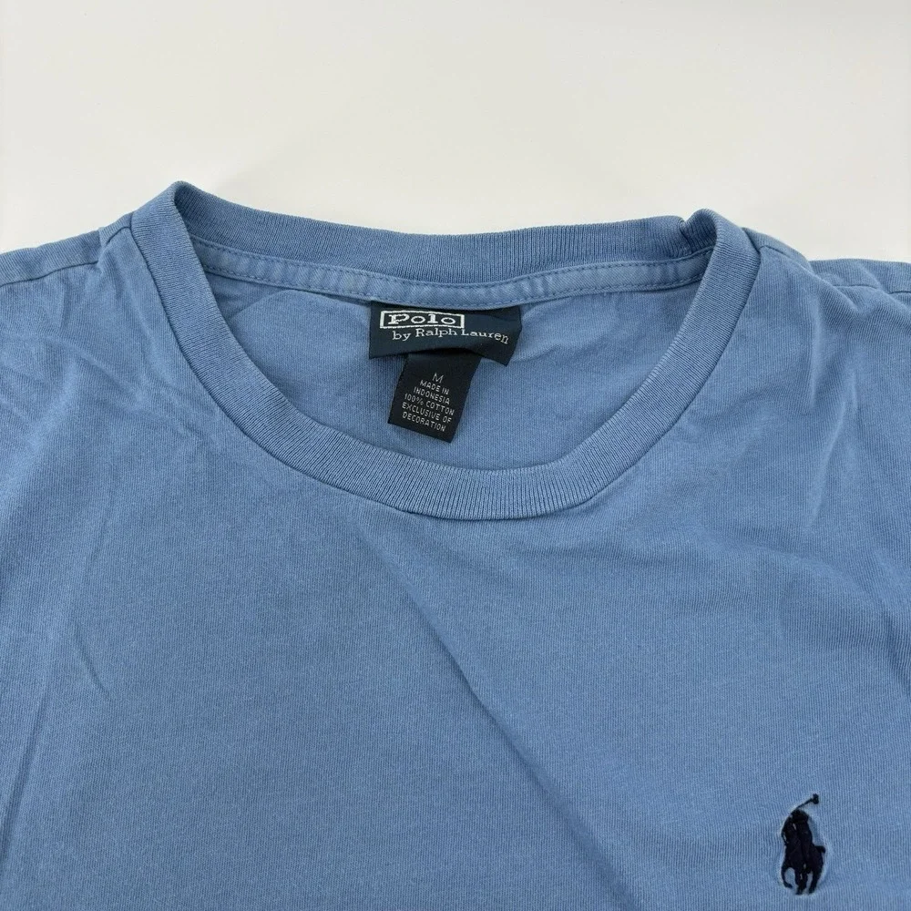 Polo Ralph Lauren Blue Short Sleeve Size M‎ Men 100% Cotton Silver Tag